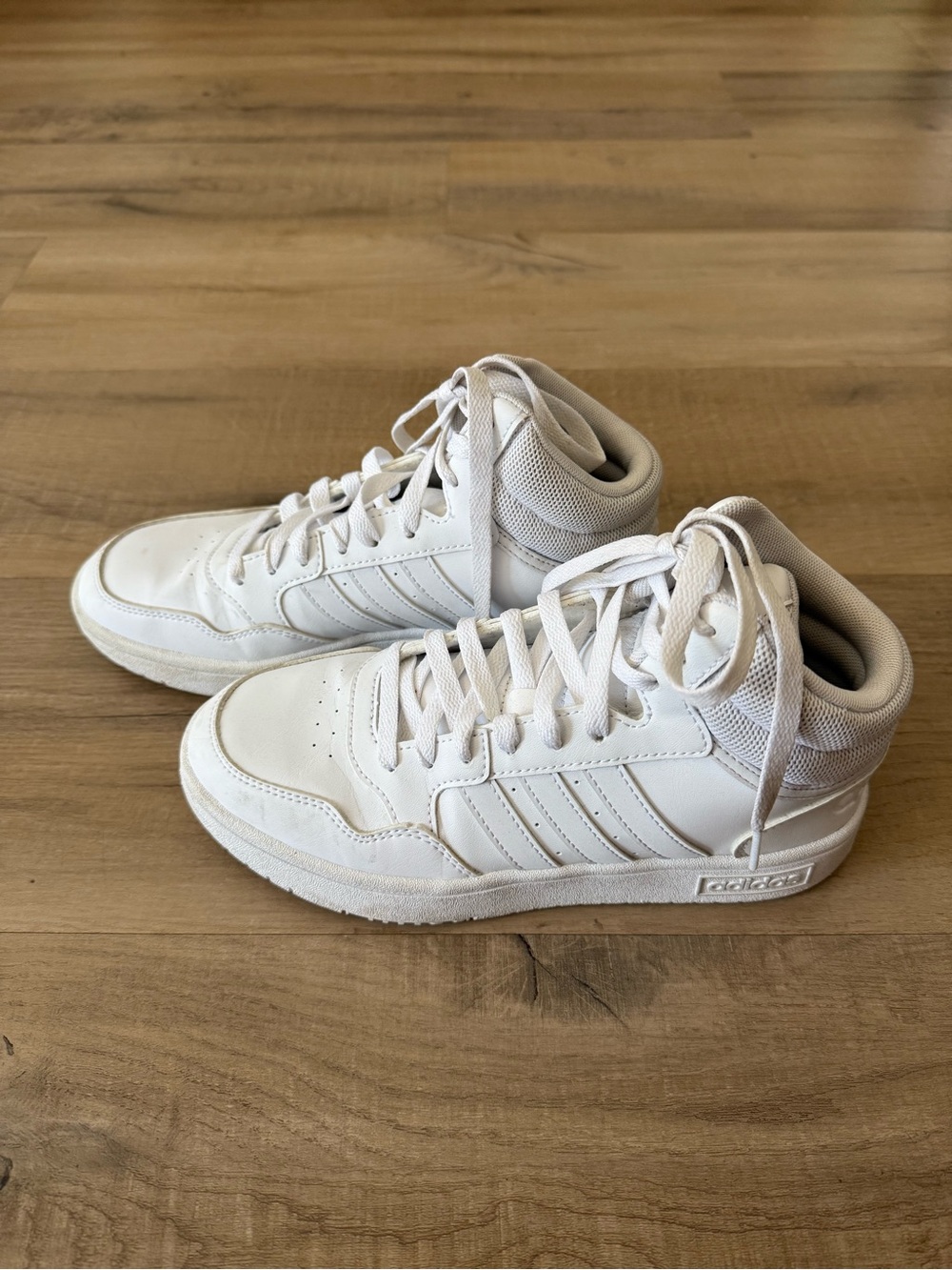 Adidas Hoops 3.0 Mid Cloud White High Top Sneakers - Size US 6 (EU 37.5) - Picture 2 of 5